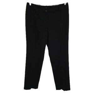 1289 Talbots Straight Leg Black Flat Front Wool Trousers Sz.14 Womens